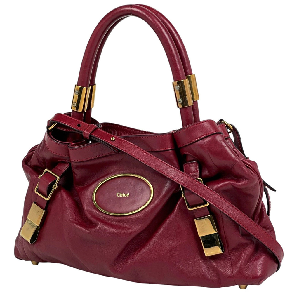 Chloe logo handbag shoulder bag leather red